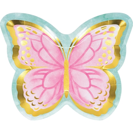 Golden Butterfly Shaped Paper Plates, 9, 96PK